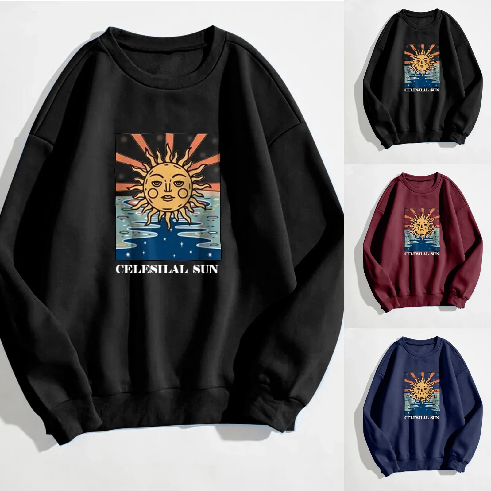 

Женский модный пуловер с принтом, свободная уличная одежда, Женский Повседневный свитшот с длинным рукавом и круглым вырезом, свободный ули...