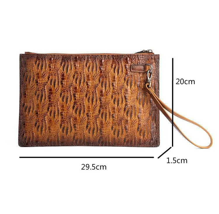 

YourSeason 2021 Men Vintage Envelope Hand Bag Genuine Leather Soft Cowhide Zipper Business Large Capacity Clutch Bags