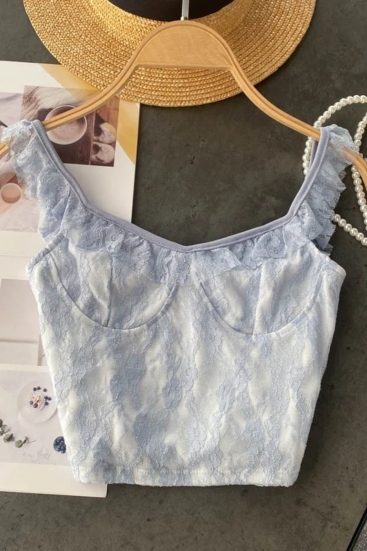 

Sweet Lace, Fungus, Sling, Female Fashionable, Wild, Sexy, Short Top, Female Summer