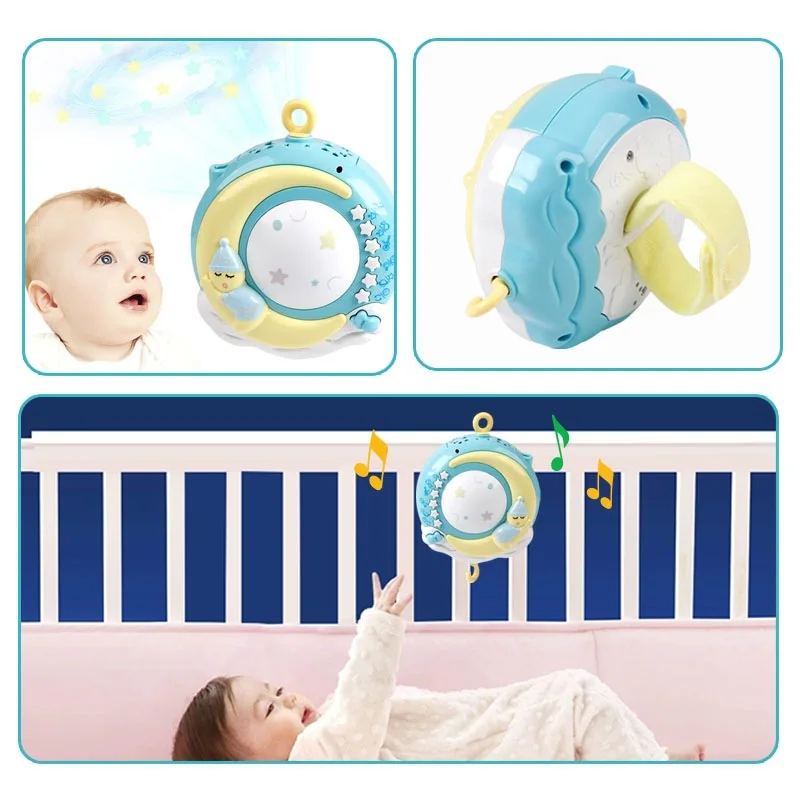 Baby Toys Crib Mobiles Rattles Music Educational Bed Bell Carousel for Cots Projection Infant 0-12 Months Newborns |