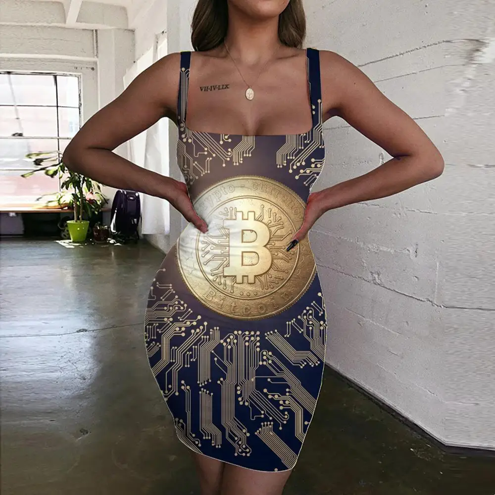 

Женское платье-Холтер без рукавов, с 3D-принтом