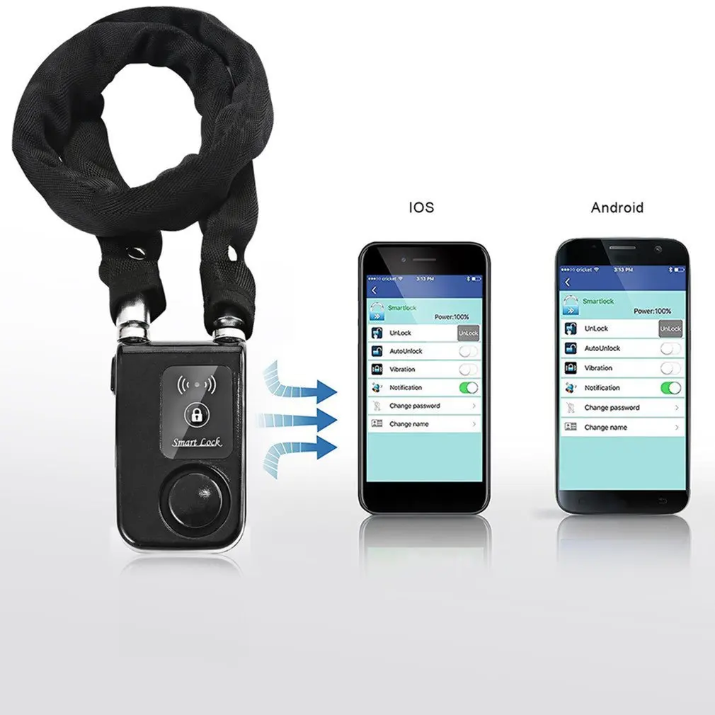 new super intelligent phone app control smart alarm lock waterproof 110db alarm bicycle lock outdoor anti theft lock free global shipping