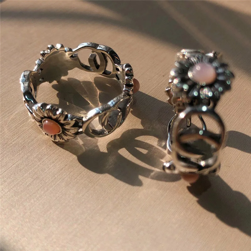 

classic flower sterling silver G ring; charm world and fashionable flowers and letters; 100% sterling silver ring; micro-label