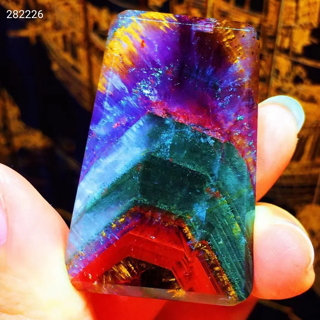 

Натуральный какоксенит, ауралит 23, Прямоугольный кулон 42,7x28,5x6,5 мм, фиолетово-красный женский и мужской рутилированный кварцевый кулон, ожер...