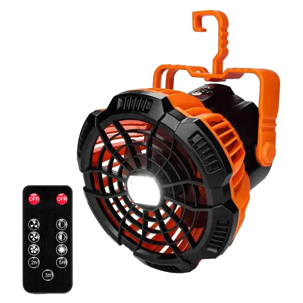 

5200mAh Outdoor Camping Fan with LED Lantern Rechargeable Portable Tent Fan with Remote Control for Picnic Barbecue Fishing