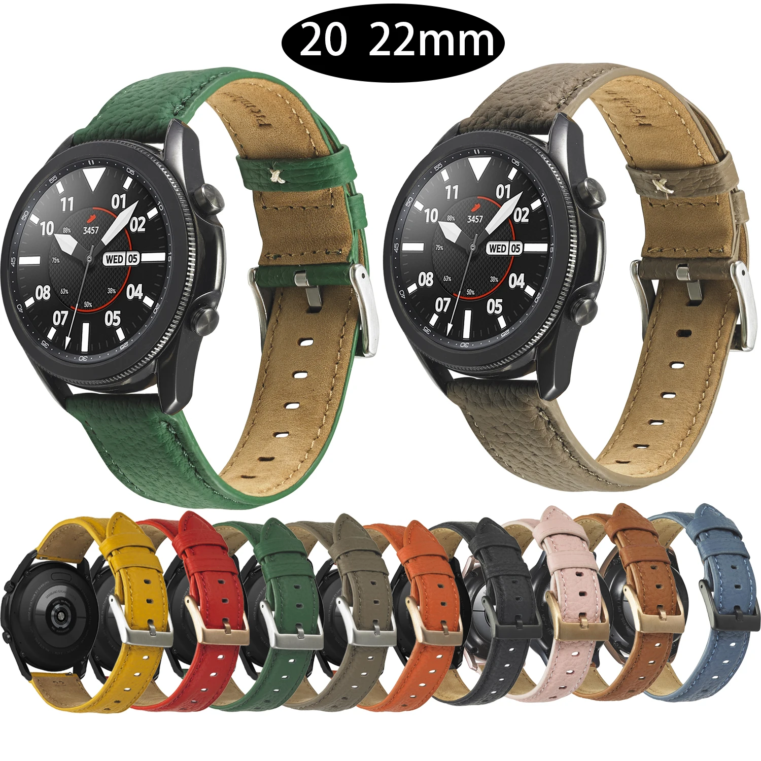 

20mm 22mm Leather Watch Strap for Samsung Galaxy Watch3 45mm Wristband for Huawei GT2 Pro Watch Band for Amazfit GTR 47mm Belt