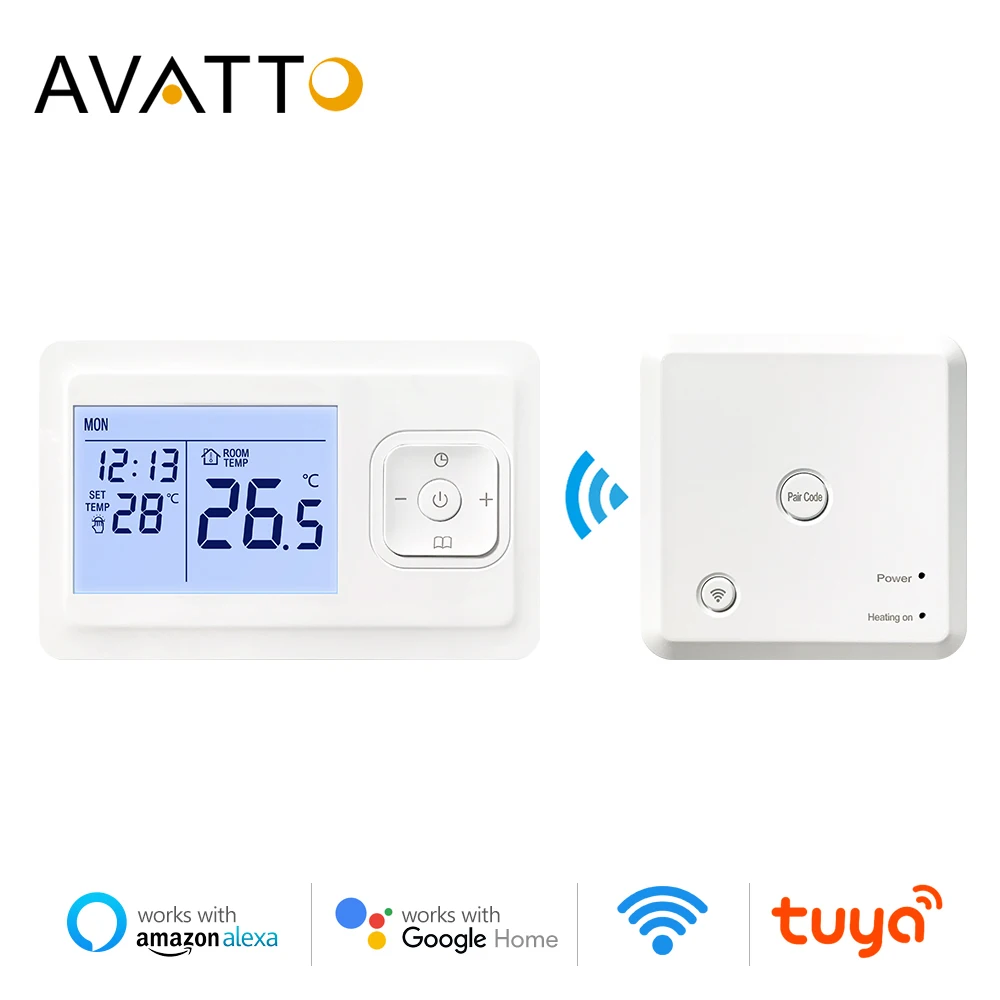 Умный термостат AVATTO с Wi-Fi Беспроводной регулятор температуры для нагрева