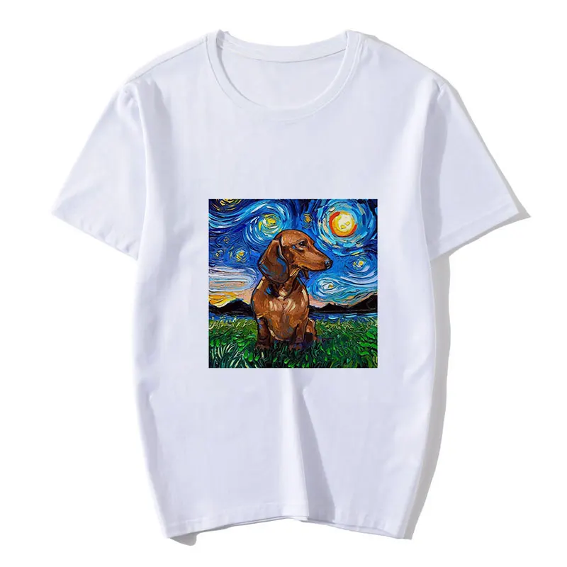 

2021 New Dachshund Funny T Shirt Women Harajuku Cute Dog and Cat Summer New Fashion T-shirt Girls Cotton Tshirt Tops