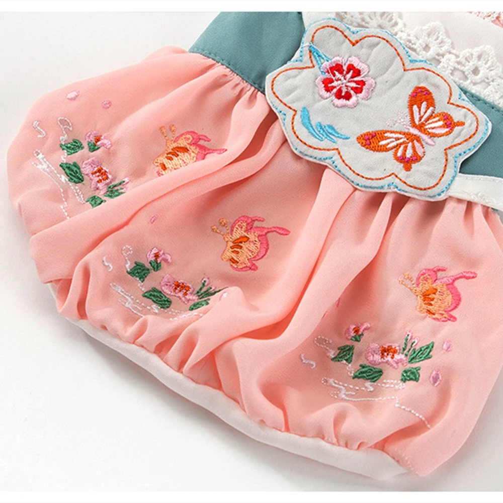 Милая юбка ханьфу одежда для собак с рисунком лотоса пальто домашних животных