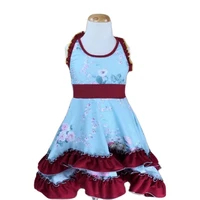 new 100 cotton woven fabric girl frock design summer children sleeveless floral dresses kids princess backless