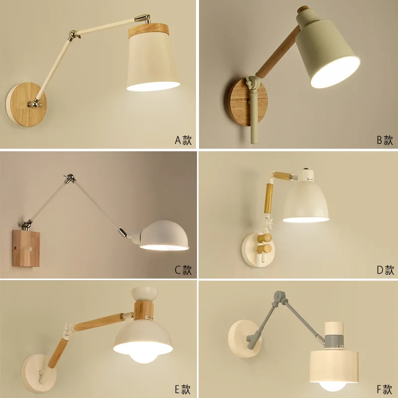 

Modern Minimalist Nordic Macaron Creative Long Pole Rocker Adjustable Wall Lamp Bedroom Bedside Reading Lamp Living Room Decor
