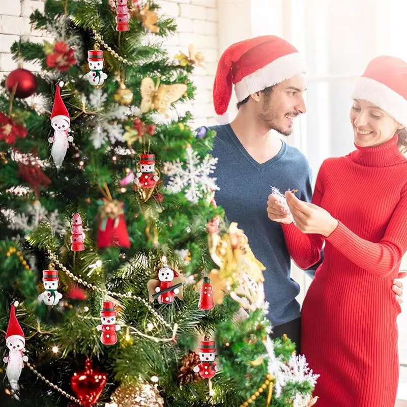 

10 шт. Мини Деревянные рождественские Украшения Деревянная Рождественская Кукла Рождественская елка подвесная подвеска Рождественский Дек...