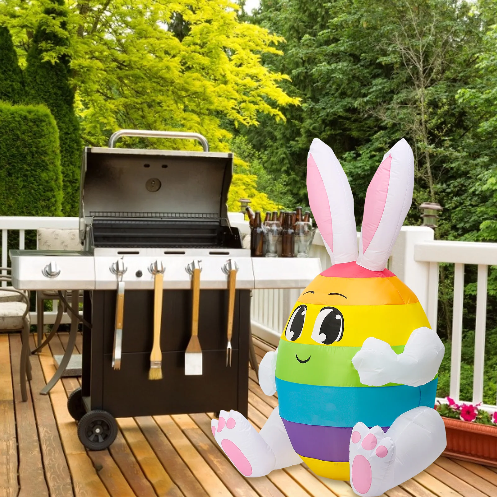 

120cm 150cm Large Inflatable Easter Bunny Cute Rabbit LED Lamp Inflatable Outdoor Garden Clothing Air Easter Model Toys