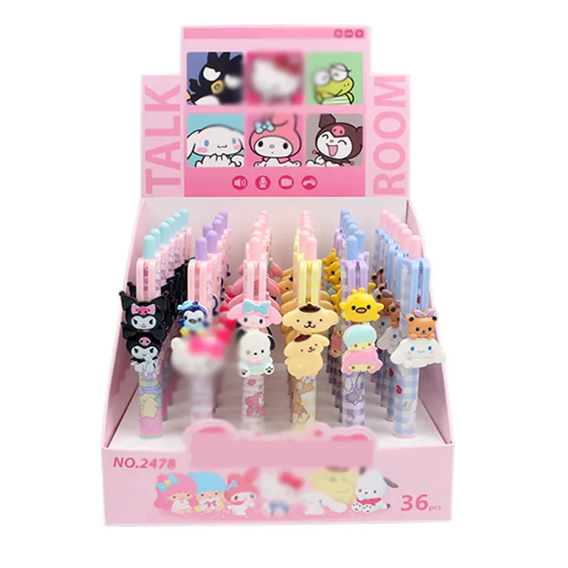 

36 pcs/lot Kawaii Dog Cat Press Gel Pen Cute 0.5mm Black Ink Signature Pens Promotional Gift Stationery School Supplies