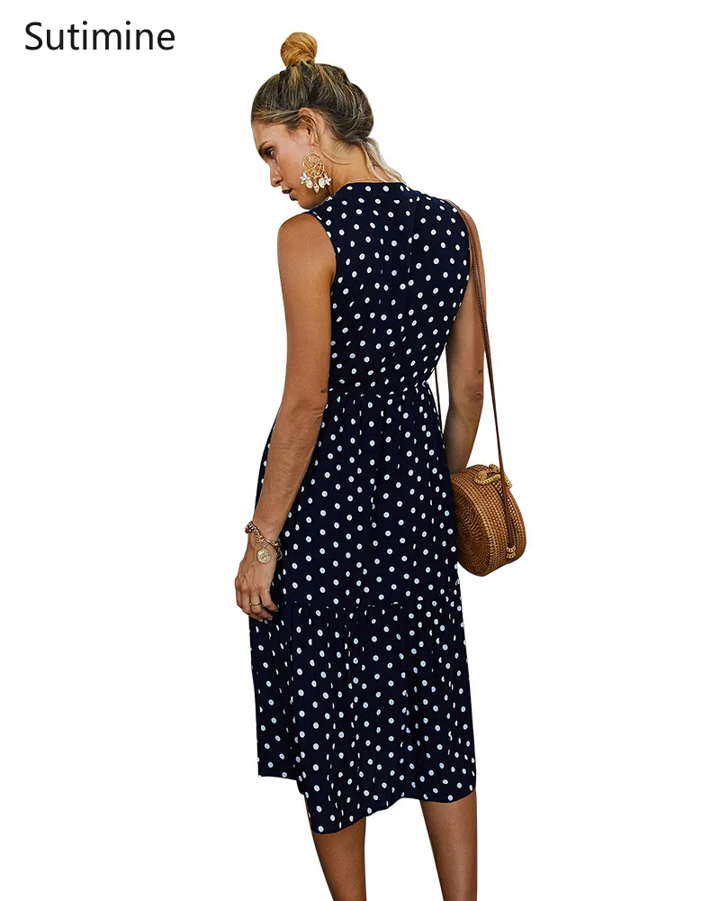 

Women's Dresses Women's Summer Neck Mid Waist Floral Button Printing Vintage Tea Dress Fashion 2021