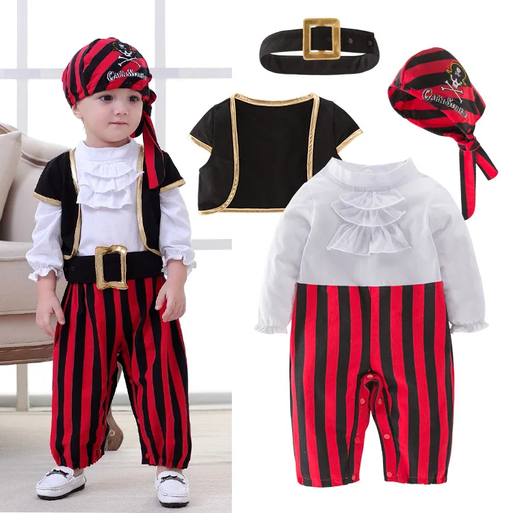 

Для маленьких мальчиков Одежда для детей новая детская пирата из мультфильма «Капитан Америка»; Костюм на Хэллоуин, вечерние, комплект одеж...