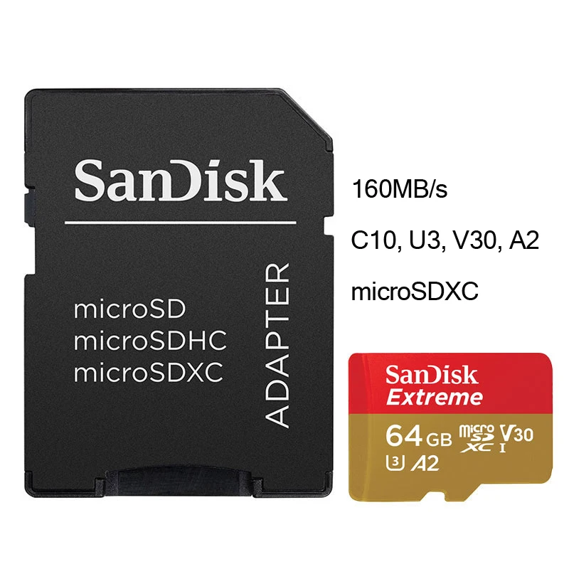 SanDisk Экстрим Micro SD карта 256 ГБ 128 Гб 64 Гб до 160 м/с карта памяти SDXC A2 U3 V30 32 Гб C10 A1 Карта памяти SDHC TF для 4K HD видео