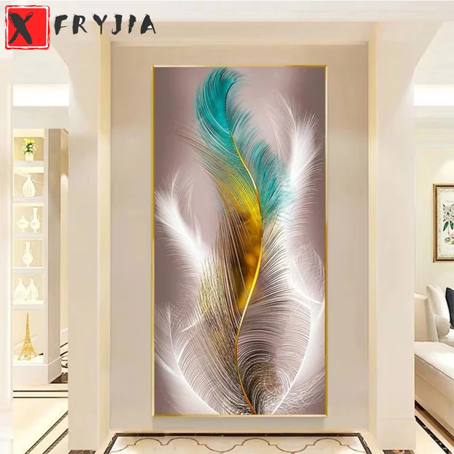 

DIY Diamond Painting Modern abstract colorful feathers Diamond Mosaic Full Drill Square round stones Cross Stitch Handmade Hobby