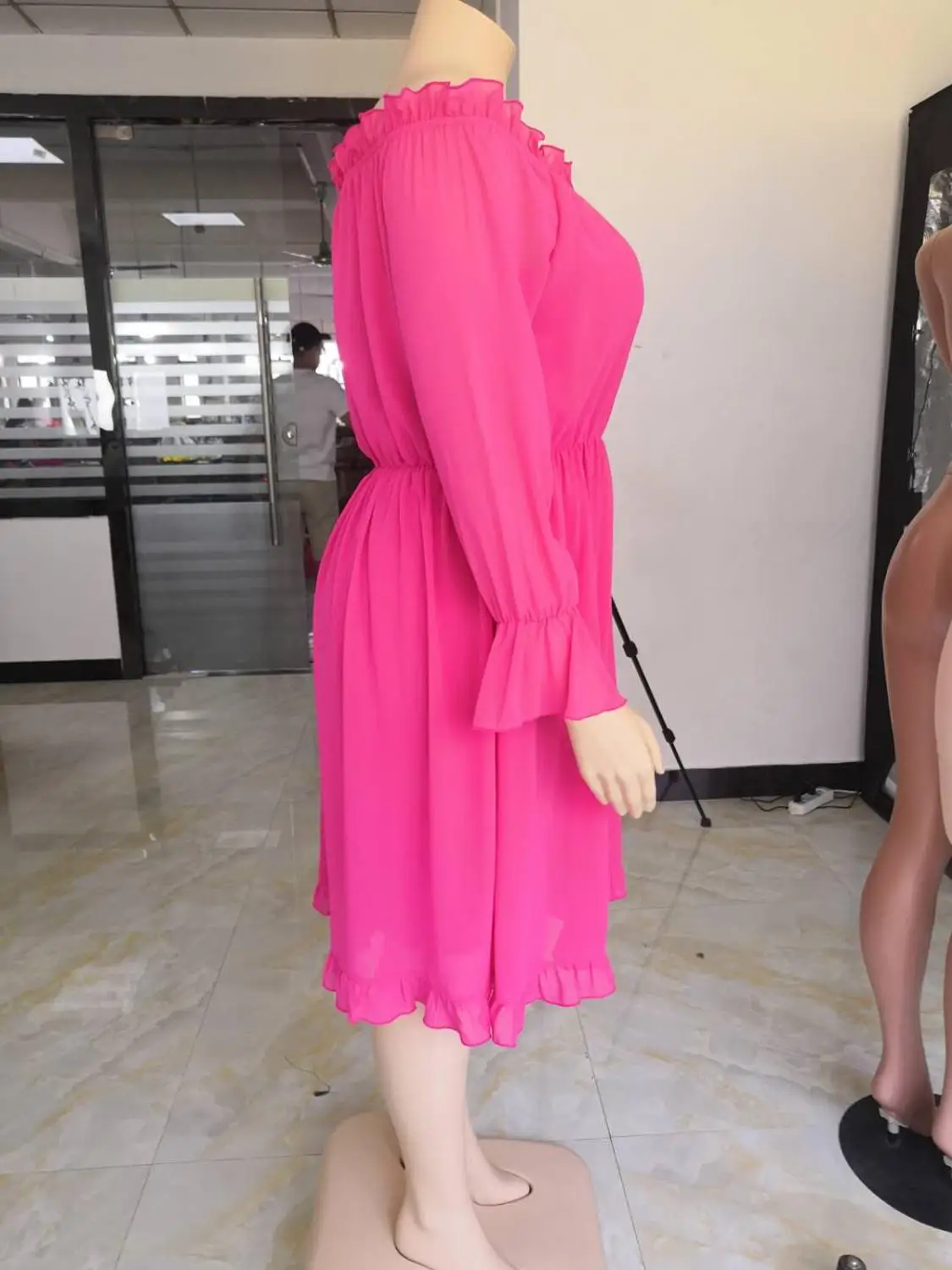 2019 летние женские вечерние ночные платья оборки открытые плечи длинный рукав