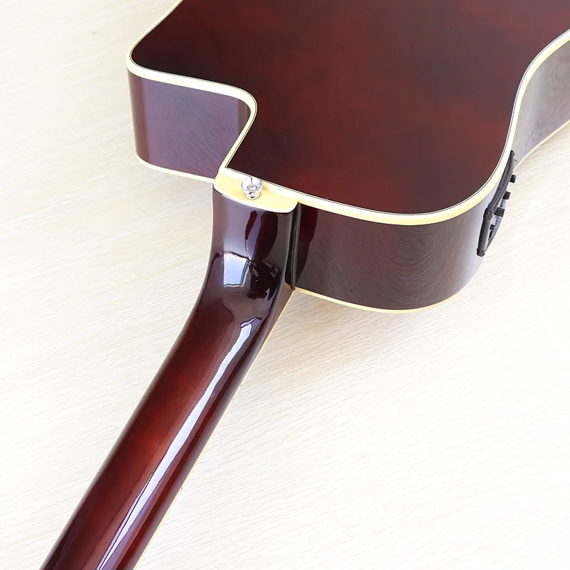 

Left hand electric acoustic bass guitar 4 string high gloss bass guitar 43 inch acoustic bass guitar natural color with EQ