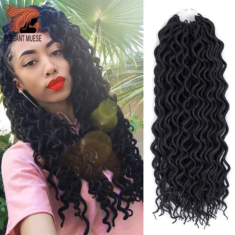 Элегантный Муз Faux locs Curly накладные волосы на крючке, затененные, волосы синтетический эффектом деграде(переход от темного к каштановые волосы для наращивания 18 дюймов 24 подставки для плетения волос