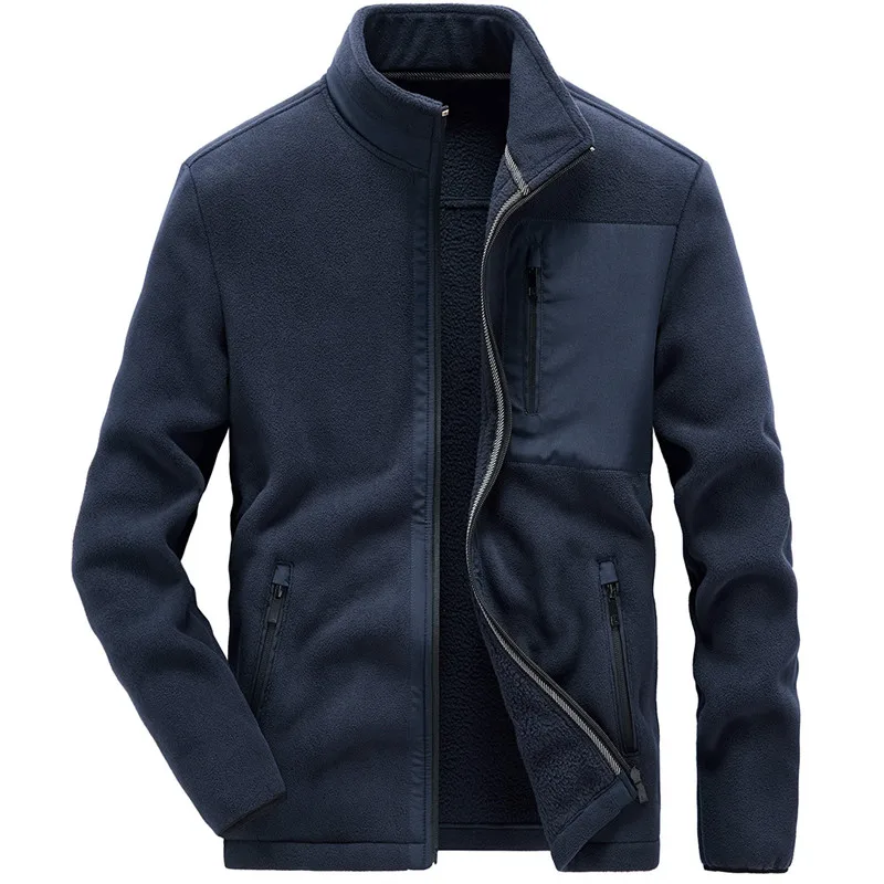 

Autumn Men's Outdoor Fleece Jackets Fashion Sports Casual Warm Cardigan Jackets Male Stand Collar Coats MT041