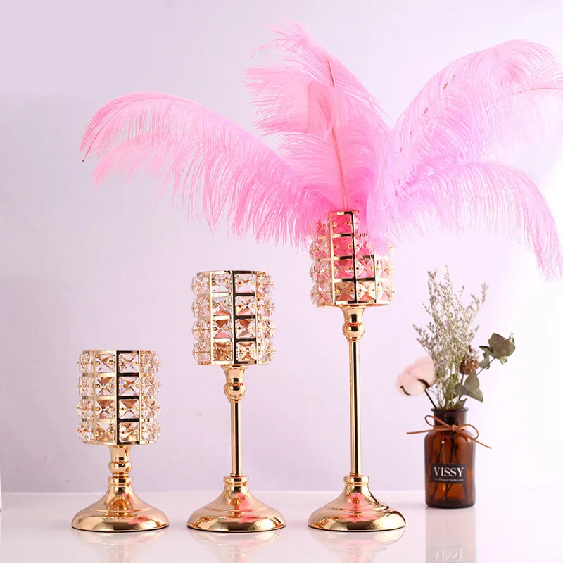 Изысканные держатели для свечей украшения золотые хрустальные подсвечники