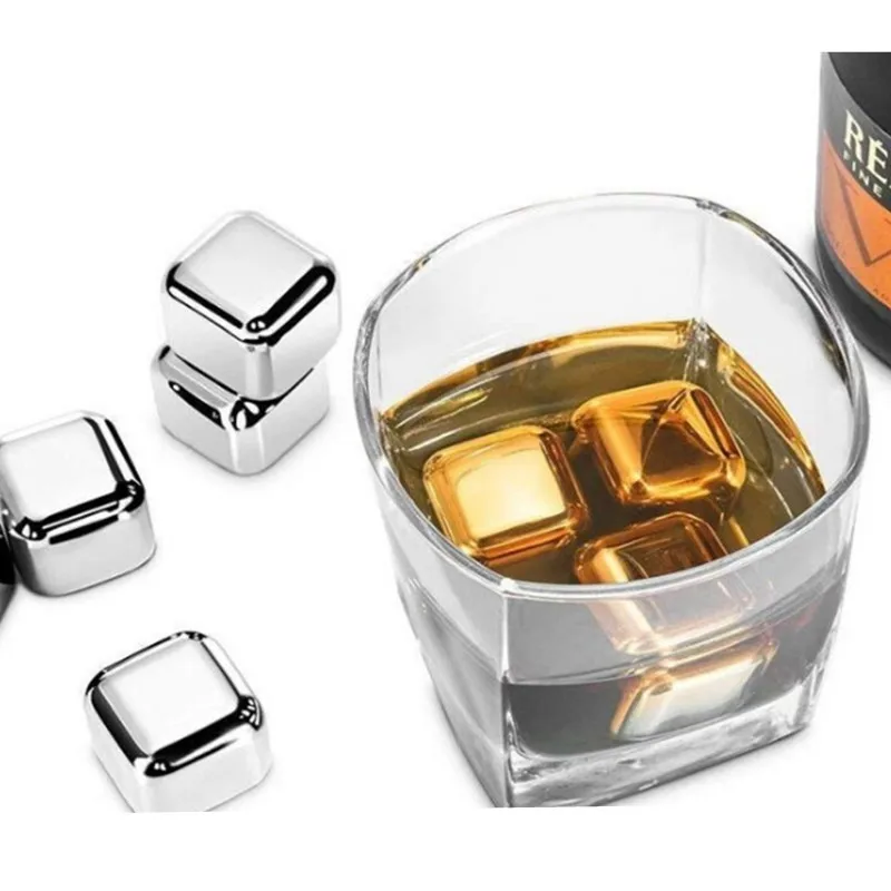 1 Pcs Stainless Steel Ice Cubes Reusable Chilling Stones For Whiskey Wine Keep Your Drink Cold Longer |