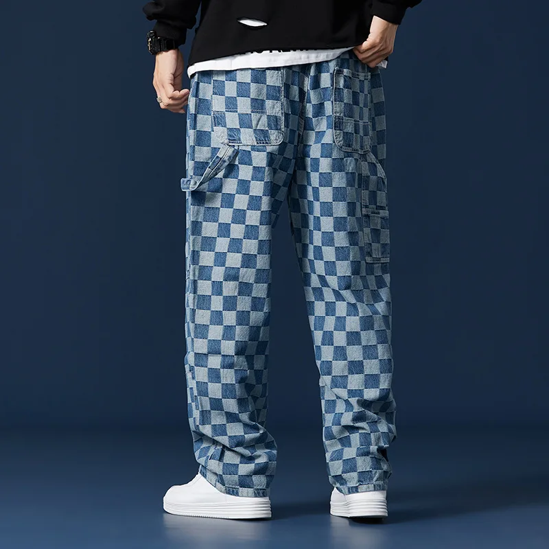 Jeans Men's Spring New Hip-Hop Cashew Print Loose Denim Pants Men Trendy Wide-Legged Plus Size Casual Daddy Trousers