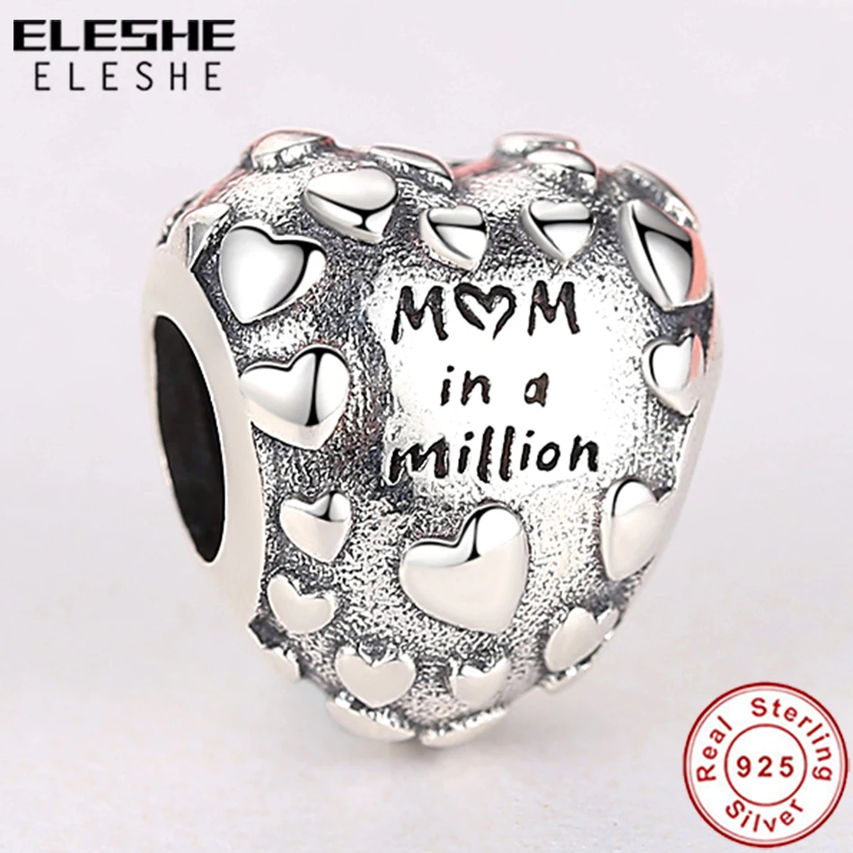 ELESHE 925 стерлингового серебра шарма сердца в миллион любовь Бусины Подходят