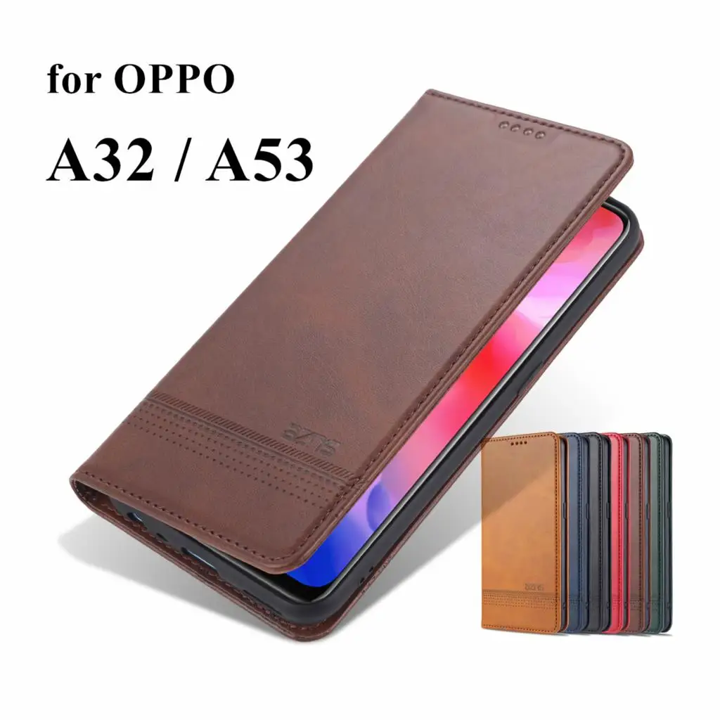 

Deluxe Magnetic adsorption leather case for OPPO A32 2020/ A53 2020 Flip Cover wallet Protective Case capa fundas