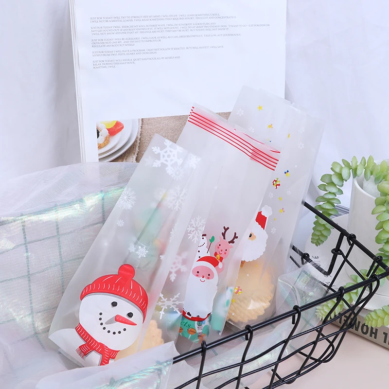 50 шт Рождественская сумка целлофановый печенье Счастливого Рождества мешочек