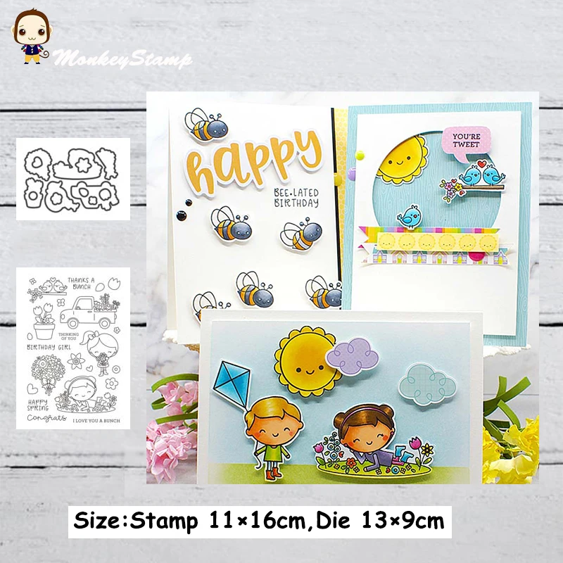 Обезьянка маленькая девочка металлические штампы и трафарет для DIY Скрапбукинг