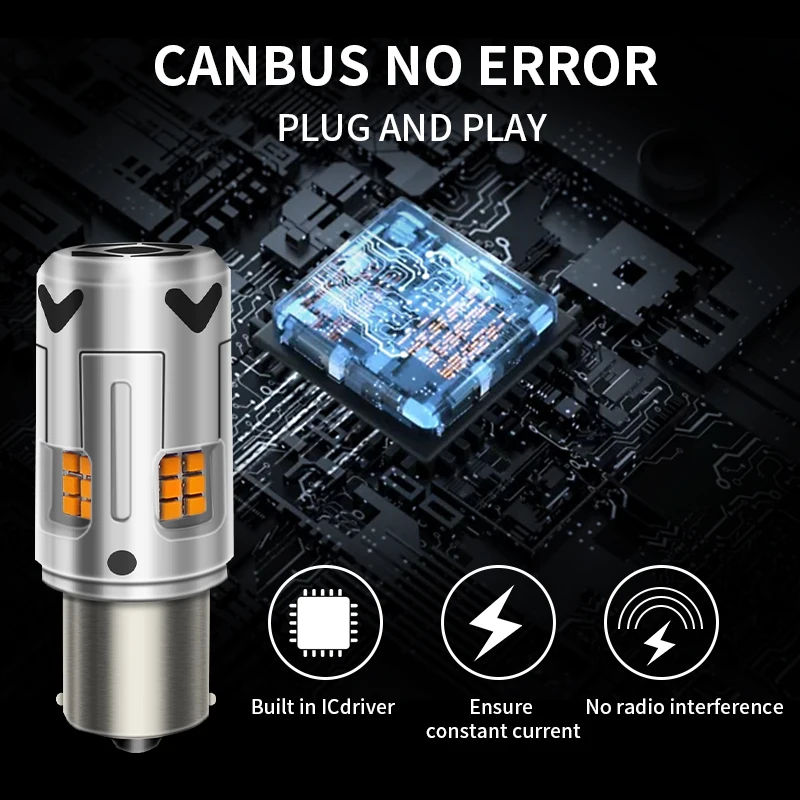 2x автомобиль 7440 светодиодный Нет Hyper флэш Янтарный Желтый 16 SMD 3232 T20 W21W 1156 7507 BAU15S