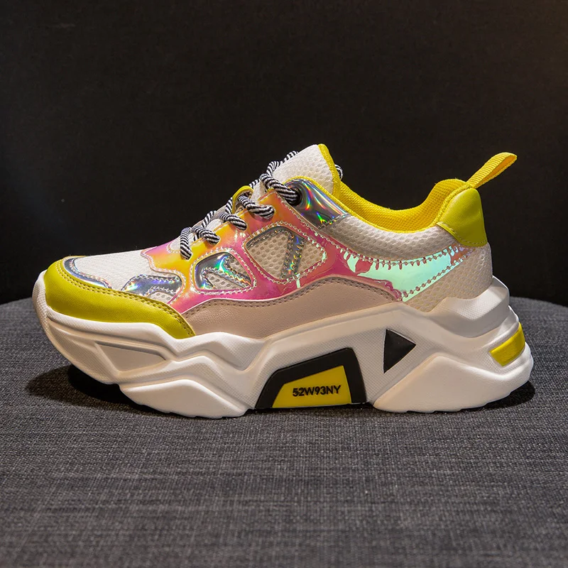 Женские летние кроссовки для бега сетчатая платформа лазерная полая женская