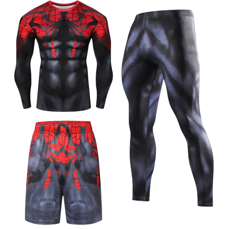 

Brand New Workout Suit Men's Fall/Winter Running Gym Compression Clothing Quick-Drying Long-Sleeved Tights Three-Piece Sports
