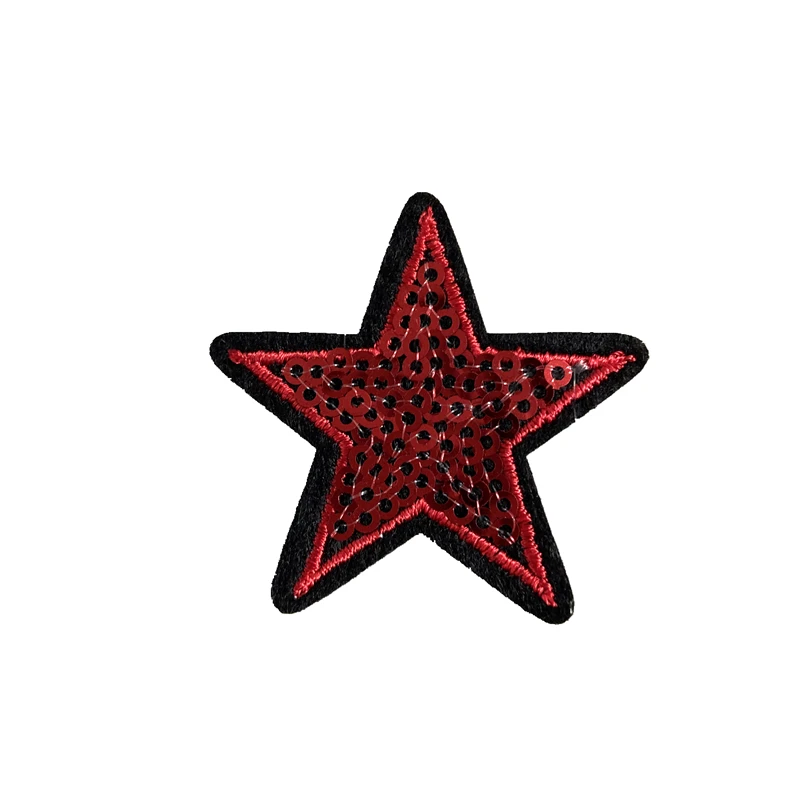 20pcs/lot Small Red Star Sequined Patches Badge Embroidered Appliques Iron on Patch for Clothes Bags DIY Decal Apparel Accessory | Дом и сад
