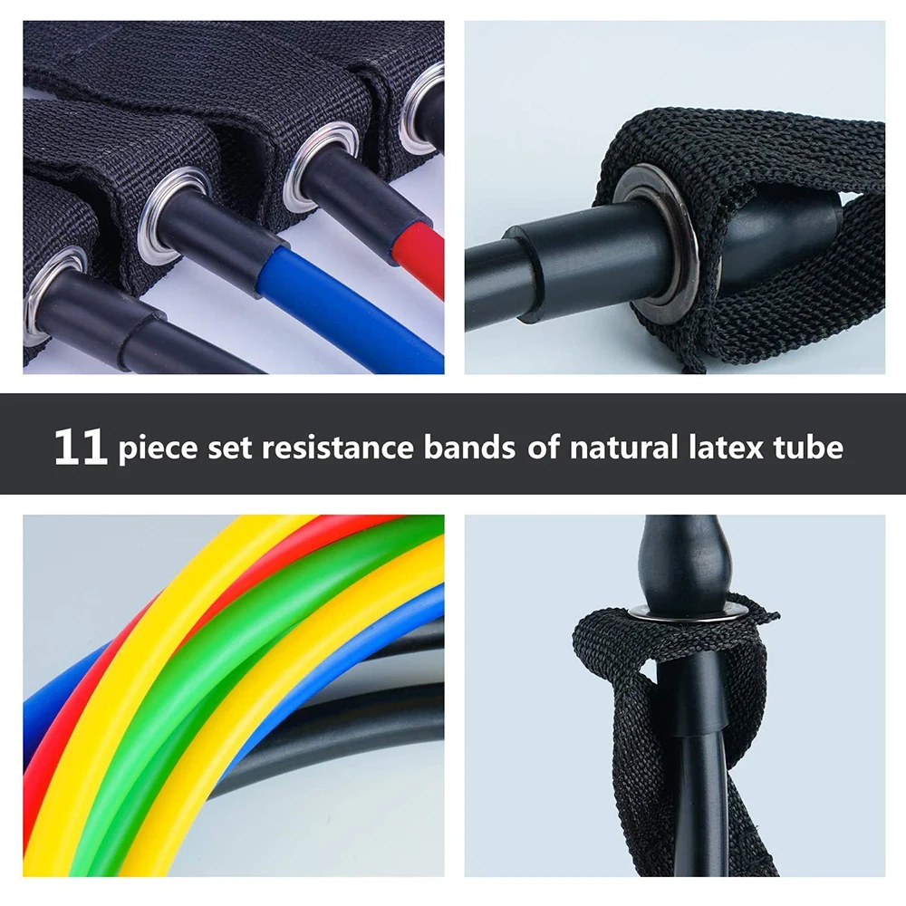 

11 Pcs/set Fitness Resistance Tube Band Yoga Gym Stretch Pull Rope Exercise Training Expander Door Anchor Strap Rubber Bands