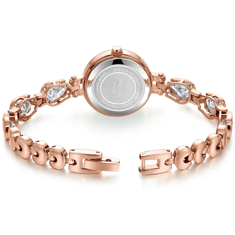 Высокое качество маленькие часы-браслет из розового золота для женщин Megir