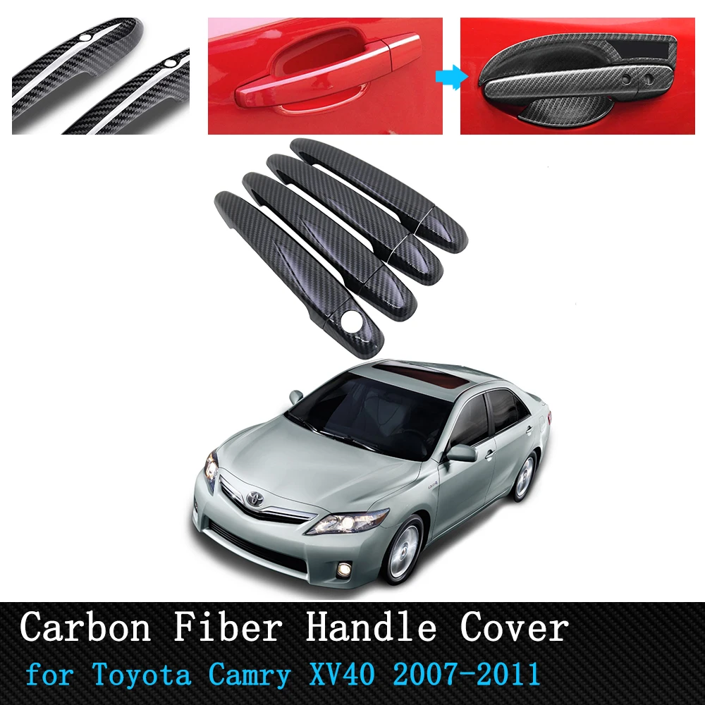 

Car Outside Door Handles Cover Trim ABS Black Carbon Fiber for Toyota Camry Daihatsu Altis XV40 2007~2011 car Stickers Trim