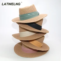 wholesale 10 colors female french straw hats fashionable ins sunshade concave top hat women handmade beach hats dropshipping