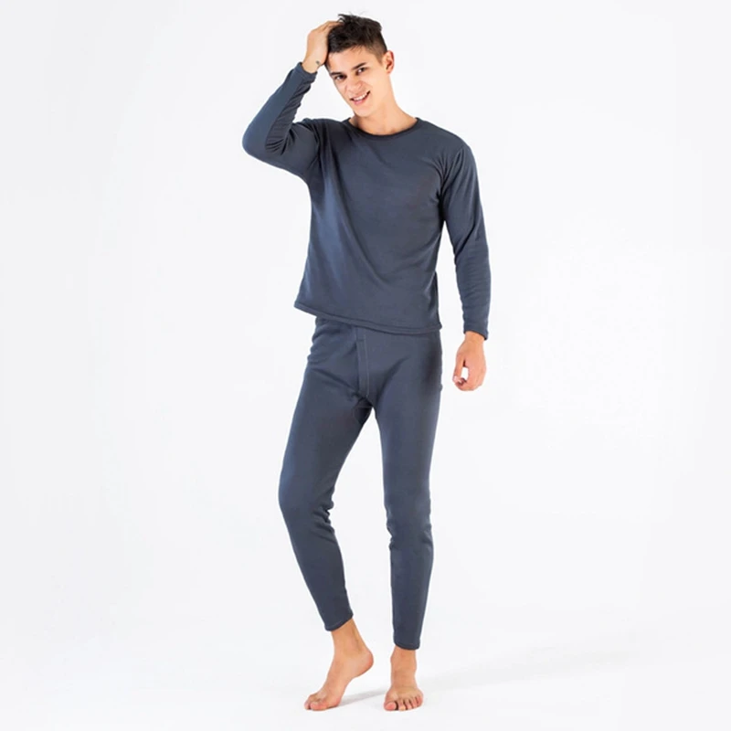 Мужская теплая флисовая футболка плотное нижнее белье комплекты тепловых