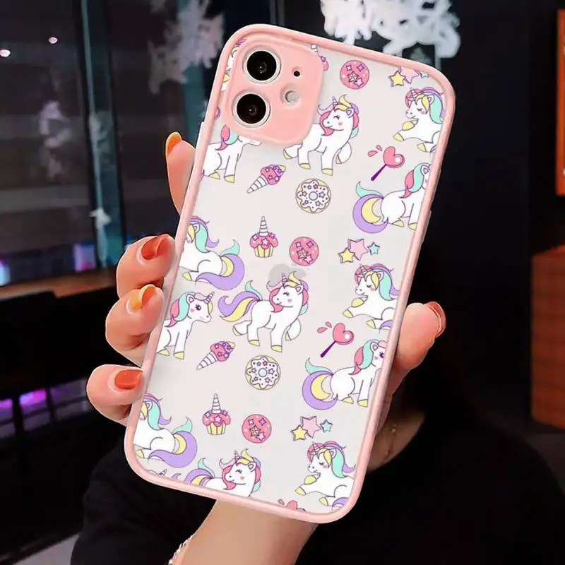 

unicornio Phone Cases Matte Transparent For iPhone 12 Mini 11 Pro XR XS Max 7 8 Plus