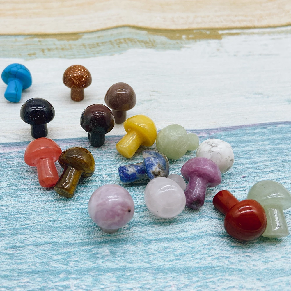 

1pc Mini Crystal Mushroom Statue Natural 15mm Tiger Eye Stone Carved Room Decor Quartz Hand Polished Healing Crystal Reiki Gifts
