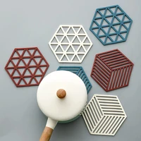 nordic dining table mat geometry hexagon drink coaster cup hollowing out flower design kitchen insulation pad bowl dish placemat
