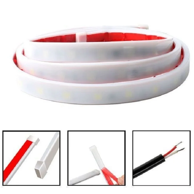 

2pcs 1.2M 47 Inch Car Door LED Strobe Light Flexible Dual Color Door Opening Warning LED Strip Light Durable Safety Side Lights