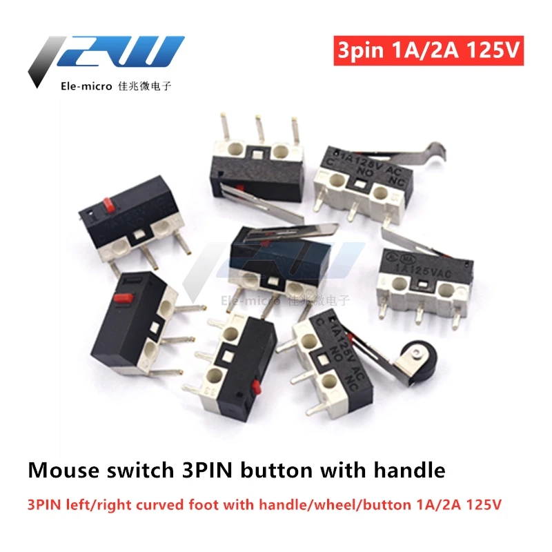 10 шт. 1A 2A 125V AC кнопка мгновенного микро концевой выключатель Мышь переключатель 3