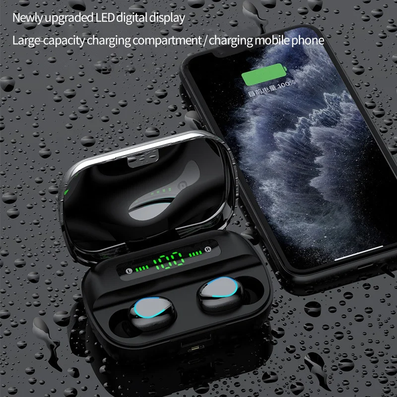 F9 TWS беспроводные наушники Bluetooth 5 0 водонепроницаемые с микрофоном 2000MAh зарядная