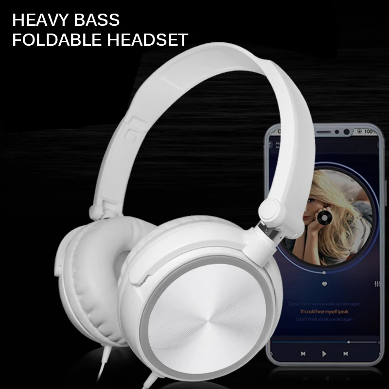 

3.5mm Wired Foldable Headphone 3D HiFi Over Ear Headsets Bass Sound Music Stereo Earphone With Mic For iPhone Xiaomi Sony Huawei