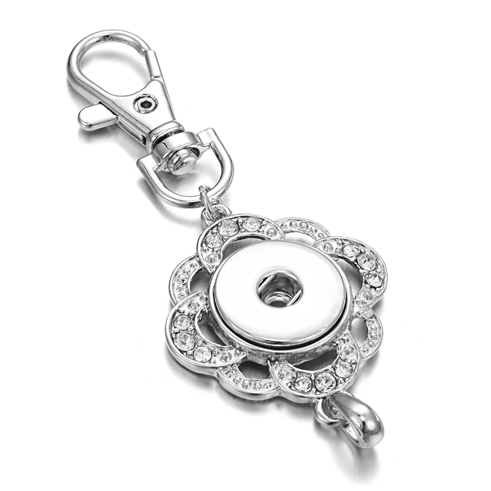 Новые ювелирные изделия 18 мм Кнопка Брелок Серебряный Цвет Цветочная застежка со